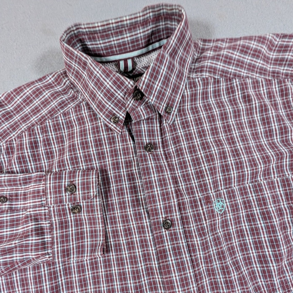 Ariat Pro Series Button Down Shirt‎ Mens Medium Plaid Long Sleeve
